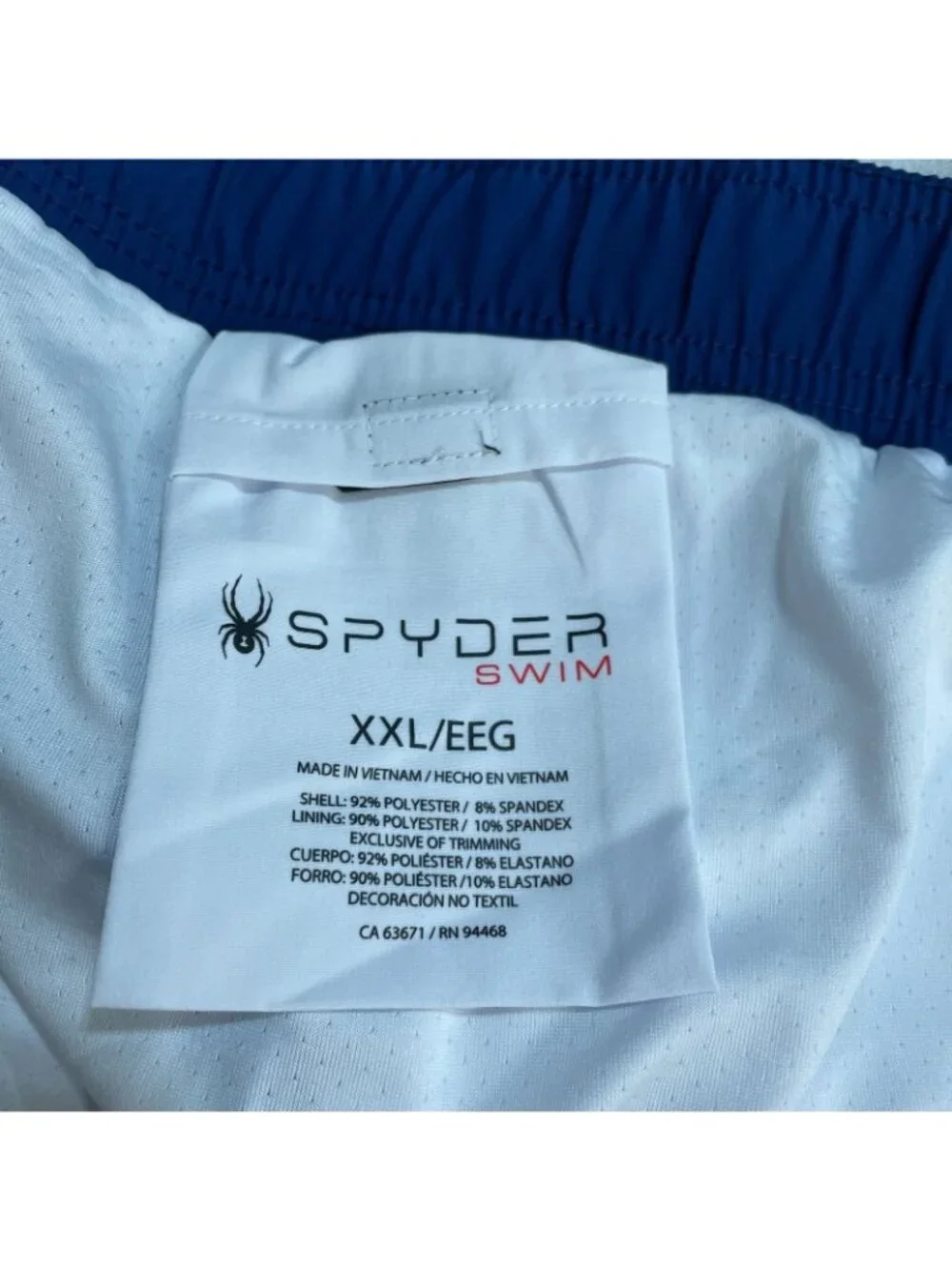 NWT Spyder Swim Men's XXL Blue Swim Shorts With UV Protection Quick Dry